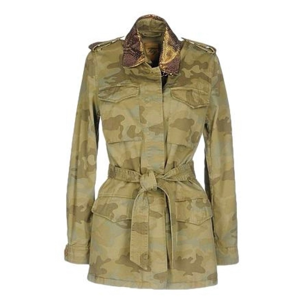 NWT FAY Women's lightweight olive camouflage pattern military style jacket
